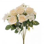 Buchet de trandafiri cu hortensii, Crem, 42cm