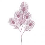 Decoratiune Craciun, Crenguta decorativa in forma de pene de paun,  roz, 90 cm