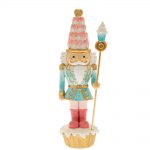 Decoratiune Craciun , Figurina din Rasina Soldat pe suport, Candy Bar, roz sau albastru, 23,5 cm - imagine 5