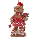 Decoratiune Craciun, Om din turta dulce de agatat, rosu, 10 cm