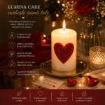 Lumânare albă cu inimă roșie din glitter, 9 cm - imagine 2