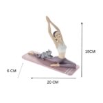 Statueta femeie yoga cu pisicuta, Roz, 16cm - imagine 3