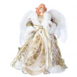 Decoratiune Craciun, Varf de brad Ingeras, roz gold, 30cm