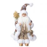 Decoratiune Craciun, Mos Craciun, roz cu auriu, 30 cm