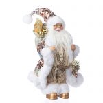 Decoratiune Craciun, Mos Craciun, roz cu auriu, 30 cm - imagine 10