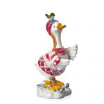 Decoratiune Craciun din rasina, gasca pe schiuri, rosu, 13cm