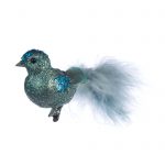 Decoratiune Craciun, Pasare cu glitter si pene naturale, verde menta, 14cm - imagine 5