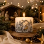 Lumanare dioda Scena Nasterii alb si gri, 12 * 4.5 cm - imagine 2
