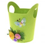 Coș Primavară material textil, verde, 20cm