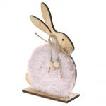 Decoratiune de Paste - Iepuras de paste din lemn cu blanita roz