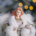 Decoratiune Craciun, Varf de brad Ingeras, roz gold, 30cm - imagine 3