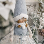 Decoratiune craciun inger alb cu albastru, 45cm - imagine 3