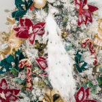 Decoratiune Craciun, pasare paun cu glitter, alb, 66cm - imagine 4