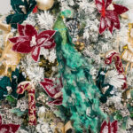 Decoratiune Craciun, pasare paun cu glitter, verde, 66cm - imagine 7