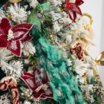 Decoratiune Craciun, pasare paun cu glitter, verde, 66cm - imagine 3