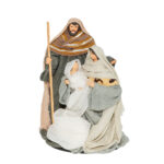 Decoratiune Craciun, Sceneta Familia Sfanta, 3 figurine pe suport, din ceramica, 15 cm