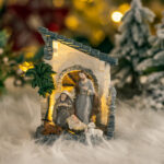 Decoratiune Craciun, Sceneta Sfanta Familie din rasina, maro, 17 cm - imagine 2