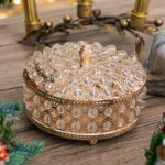 Bomboniera cu pietre de cristal, auriu, 16cm - imagine 2