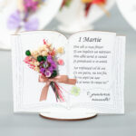 Martisor, carte cu flori uscate, 10 cm