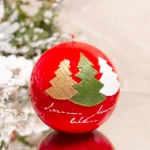 Lumanari de Craciun, Lumanare Tree-braduti, forma sferica, rosie, 8 cm diametru - imagine 2