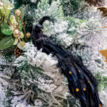 Decoratiune Craciun, pasare paun cu strasuri, negru, 31cm - imagine 4