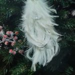 Decoratiune Craciun, Pasare paun cu strasuri si glitter, alb, 28cm - imagine 5
