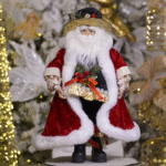 Decoratiune Craciun, Mos Craciun Muschetar, rosu si negru, 45cm - imagine 3