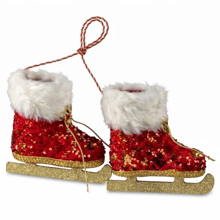 Decoratiune Craciun pentru Brad patine, Rosu, 20cm