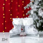 Decoratiune Craciun pentru Brad patine, Argintiu, 20cm