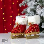 Decoratiune Craciun pentru Brad patine, Rosu, 20cm - imagine 2