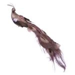 Decoratiune Craciun, Pasare Paun cu strasuri si pene naturale, Roz, 30 cm