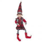 Decoratiune Craciun, Elfi Scotieni, Baiat sau Fata, Rosu, 60cm - imagine 3