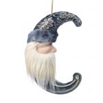 Decoratiune Craciun, Luna de agatat cu Mos Craciun, albastru indigo, 30cm