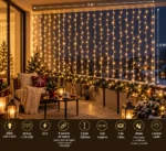 Decoratiune Craciun, Instalatie electrica tip perdea ,500 LED-uri,3M, lumina calda IP44 - imagine 2