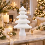 Decoratiune Craciun, Brad cu Blanita, Alb, 30 cm - imagine 2