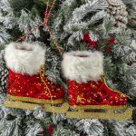 Decoratiune Craciun pentru Brad patine, Rosu, 20cm