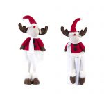 Decoratiune Craciun, Set de 2 Reni cu blanita, Rosu, 54cm