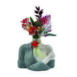 Aranjament floral, statueta cu sal si flori uscate, 25 cm