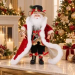 Decoratiune Craciun, Mos Craciun Muschetar, rosu si negru, 45cm - imagine 2