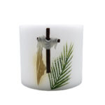 Felinar din ceara alba cu Cruce in relief,13.5*14.5 cm
