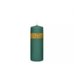 Lumanare Brokatti  verde cu gliiter auriu  20*7 cm