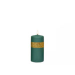 Lumanare Brokatti verde cu gliiter auriu 15*7 cm