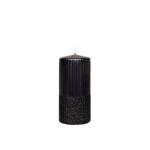 Lumanare Brokatti, negru cu glitter, 15*7 cm