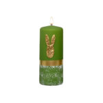 Lumanare cu Iepuras auriu, verde, 15*5.8 cm