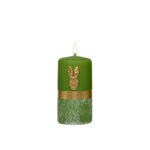 Lumanare cu iepuras auriu, verde, 12*5.8 cm