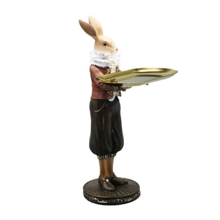 Figurina iepuras regal cu tava, maro