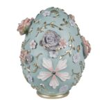 Ou din polirasina cu model floral, turcoaz , 21*22*26 cm - imagine 3