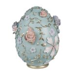 Ou din polirasina cu model floral, turcoaz , 21*22*26 cm - imagine 2