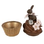 Cutiuta decorativa in forma de briosa cu iepuras, 9*16 cm - imagine 2