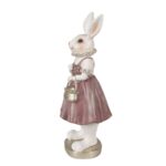 Figurina iepuras alb cu rochita roz, 12*10*27 cm - imagine 2